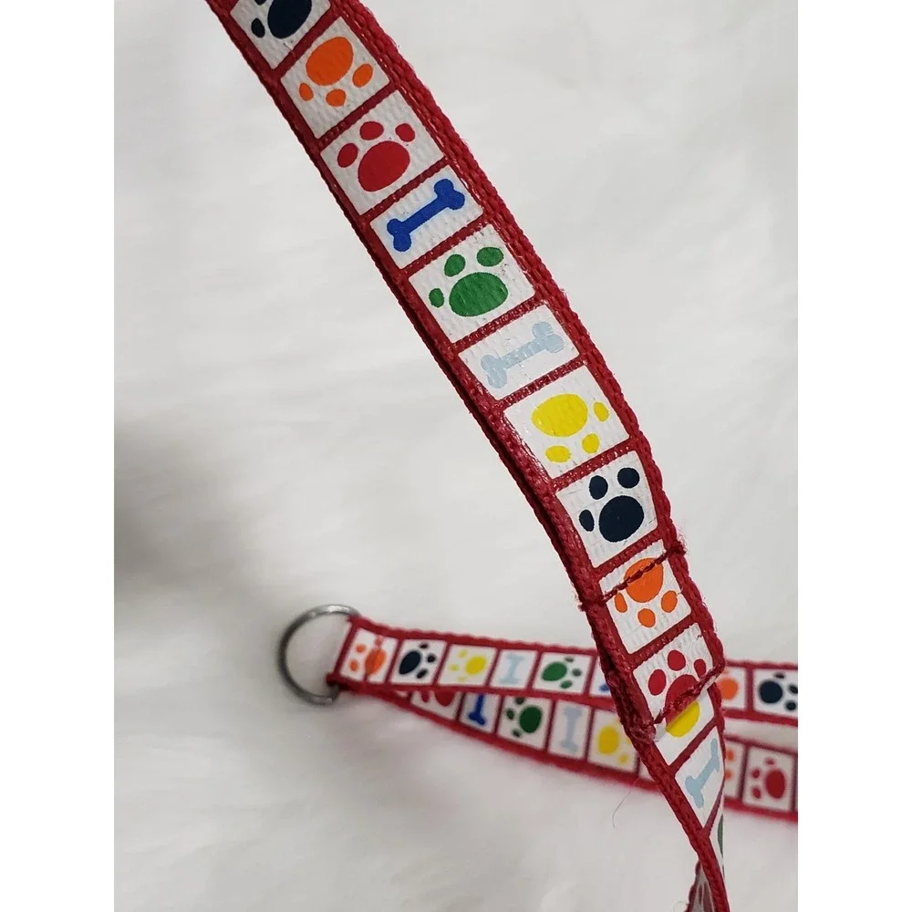 Build a Bear Red Leash Multicolor Bones & Paw Prints for Plush Pets